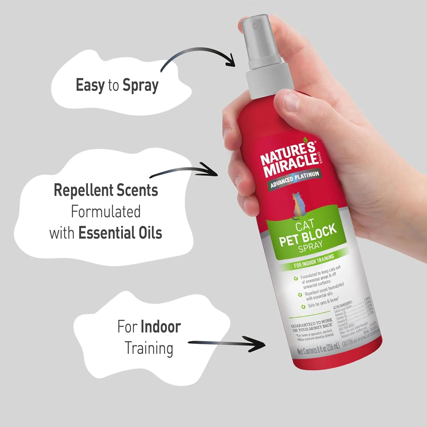 Nature's Miracle Advanced Platinum Cat Pet Block Repellent Spray, 8 Ounces, Indoor Training Aid for Cats - Image 5