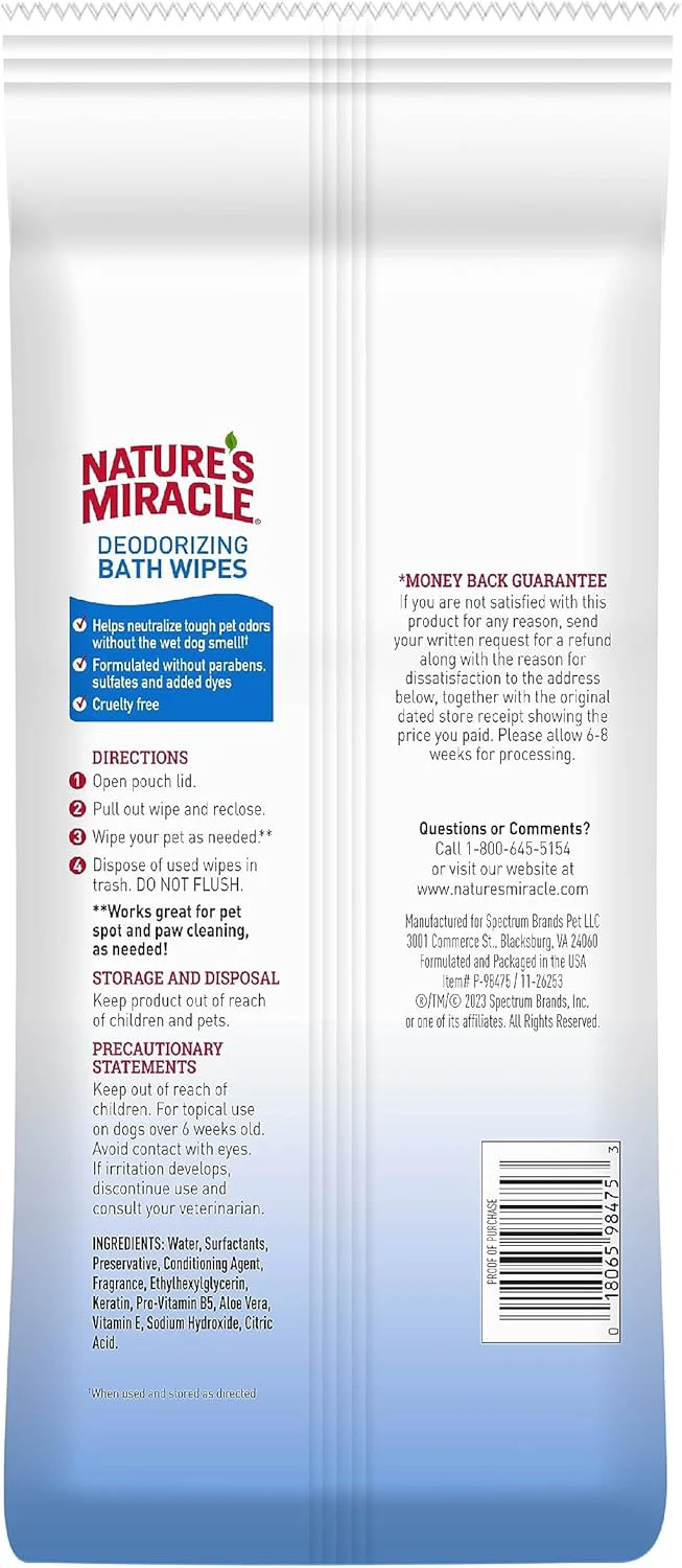 Nature's Miracle Deodorizing Bath Wipes Sunkissed Breeze Scent, 100 ct - Image 2