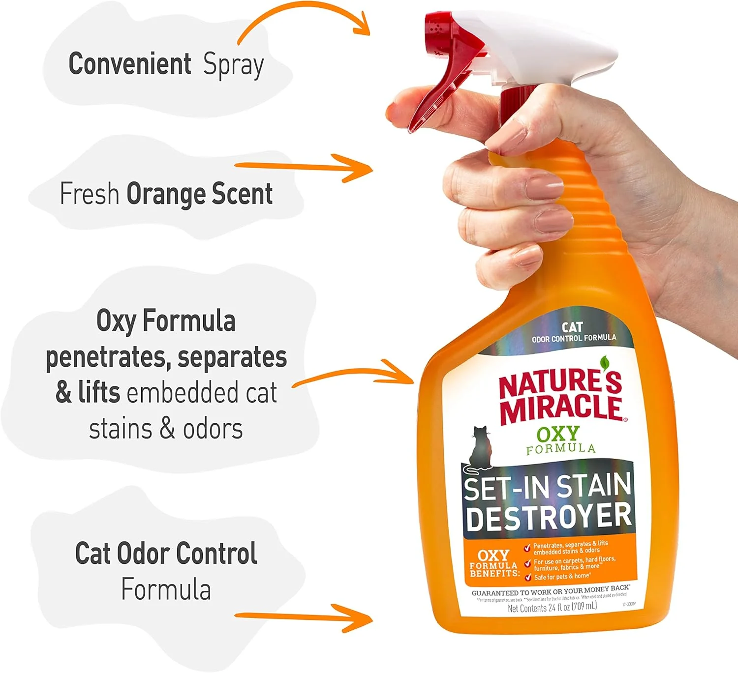 Nature's Miracle Just for Cats Oxy Stain and Odor Remover, 24 fl oz - Image 6