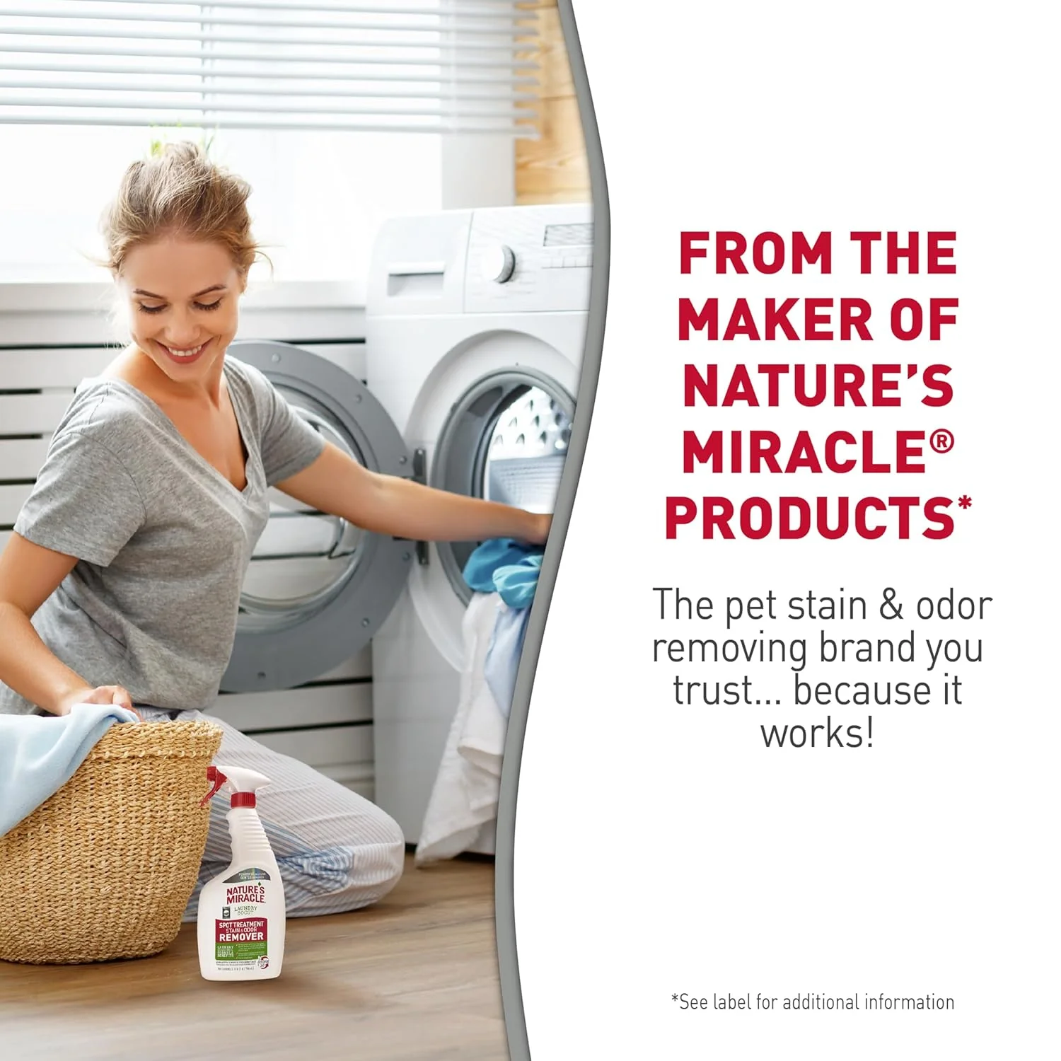 Nature's Miracle Laundry Boost Spot Treatment Stain and Odor Remover, 32 Oz., Laundry Pre-Wash Stain and Odor Remover - Image 8