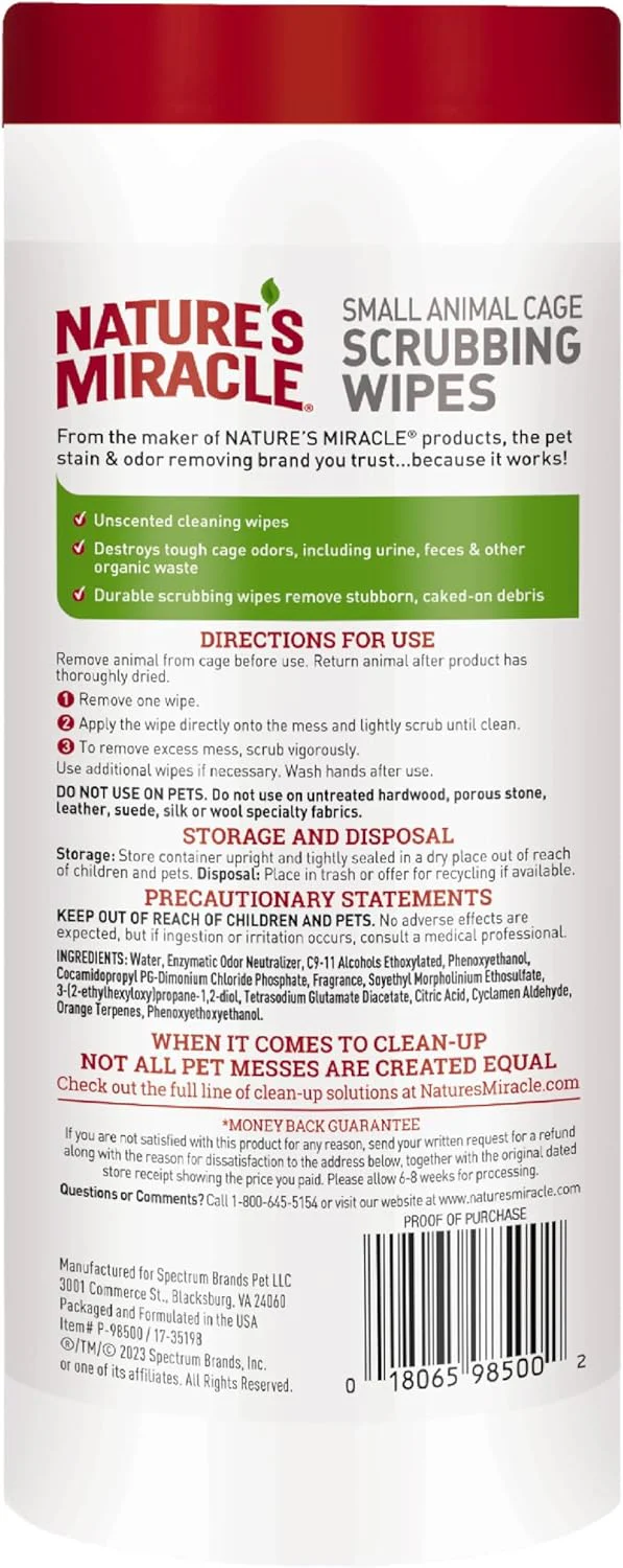 Nature's Miracle Small Animal Cage Scrubbing Wipes 30Ct - Image 2