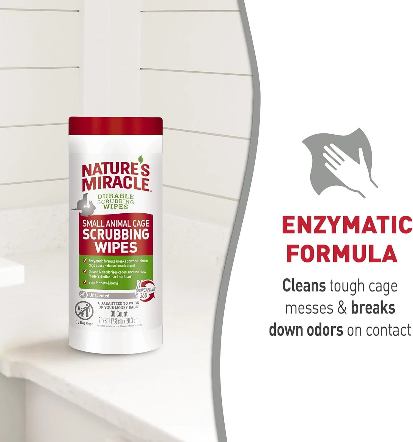 Nature's Miracle Small Animal Cage Scrubbing Wipes 30Ct - Image 6