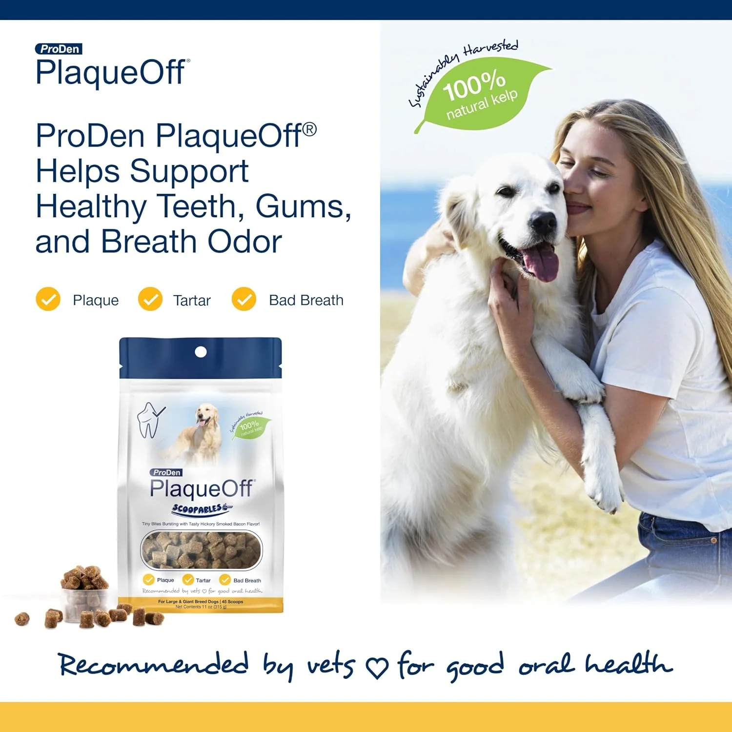 NaturVatProDen PlaqueOff Scoopables - Hickory Smoked Bacon Flavor Dental Bites for Large Dogs, Natural Kelp for Plaque & Tartar Control, Freshens Breath -Large & Giant Breed Dental Care - Image 4