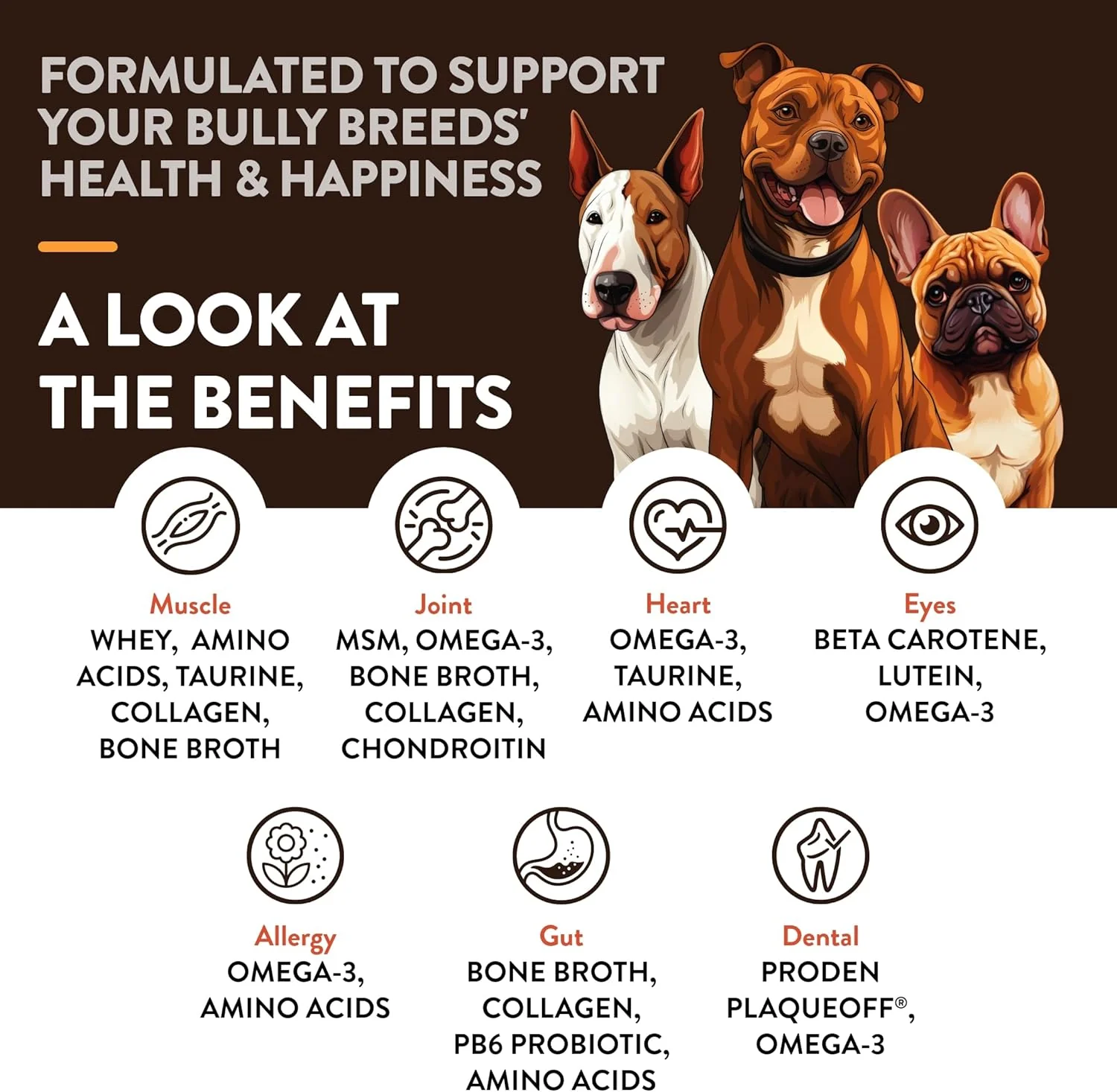 NaturVet Bulldog Breed Supplement- for Joint Support, Digestion, Skin, Coat Care- Dog Multivitamins with Minerals, Omega-3, PlaqueOff- Wheat-Free Vitamins for Dogs- Bully Breeds - Image 3