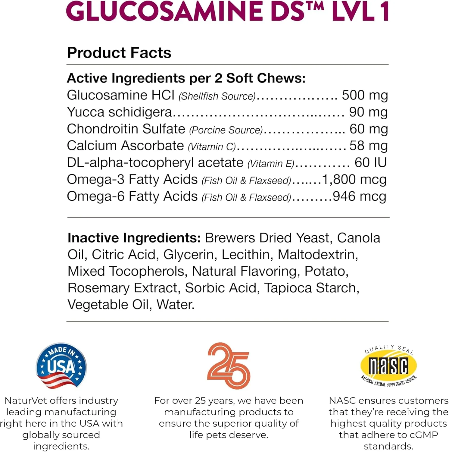 NaturVet Glucosamine DS Level 1 Maintenance, Joint Care Support Supplement for Dogs and Cats, Soft Chews, Made in The USA - Image 7