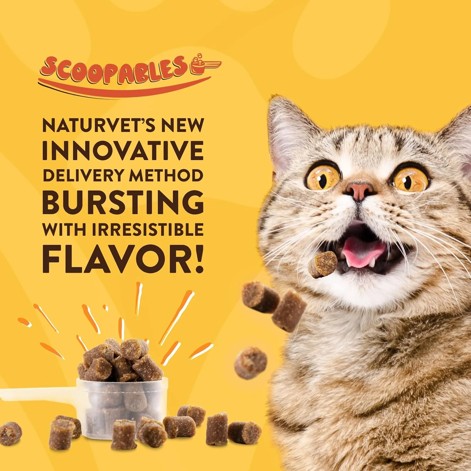 NaturVet Scoopables Quiet Moments Cat Calming Aid - Promotes Calm with Stressful Events Storms, Fireworks, Travel, Separation Anxiety - Cat Health Supplement w/Melatonin - Salmon Flavored - Image 2