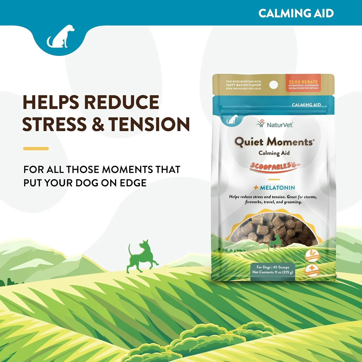 NaturVet Scoopables Quiet Moments Dog Calming Aid for Dogs - Promotes Calm with Stressful Events Like Storms, Fireworks, Travel, Separation Anxiety - Hickory Smoked Bacon Flavored - Image 3