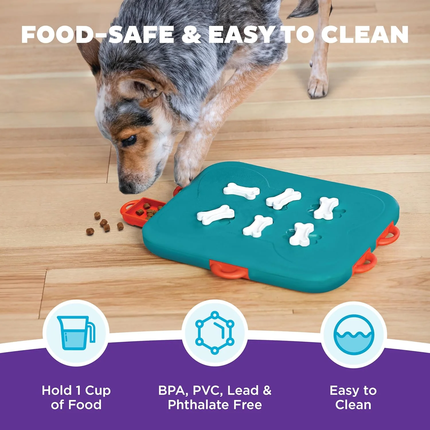 Nina Ottosson Dog Casino Treat Puzzle Enrichment Toy, Level 3 Advanced, Turquoise - Image 5