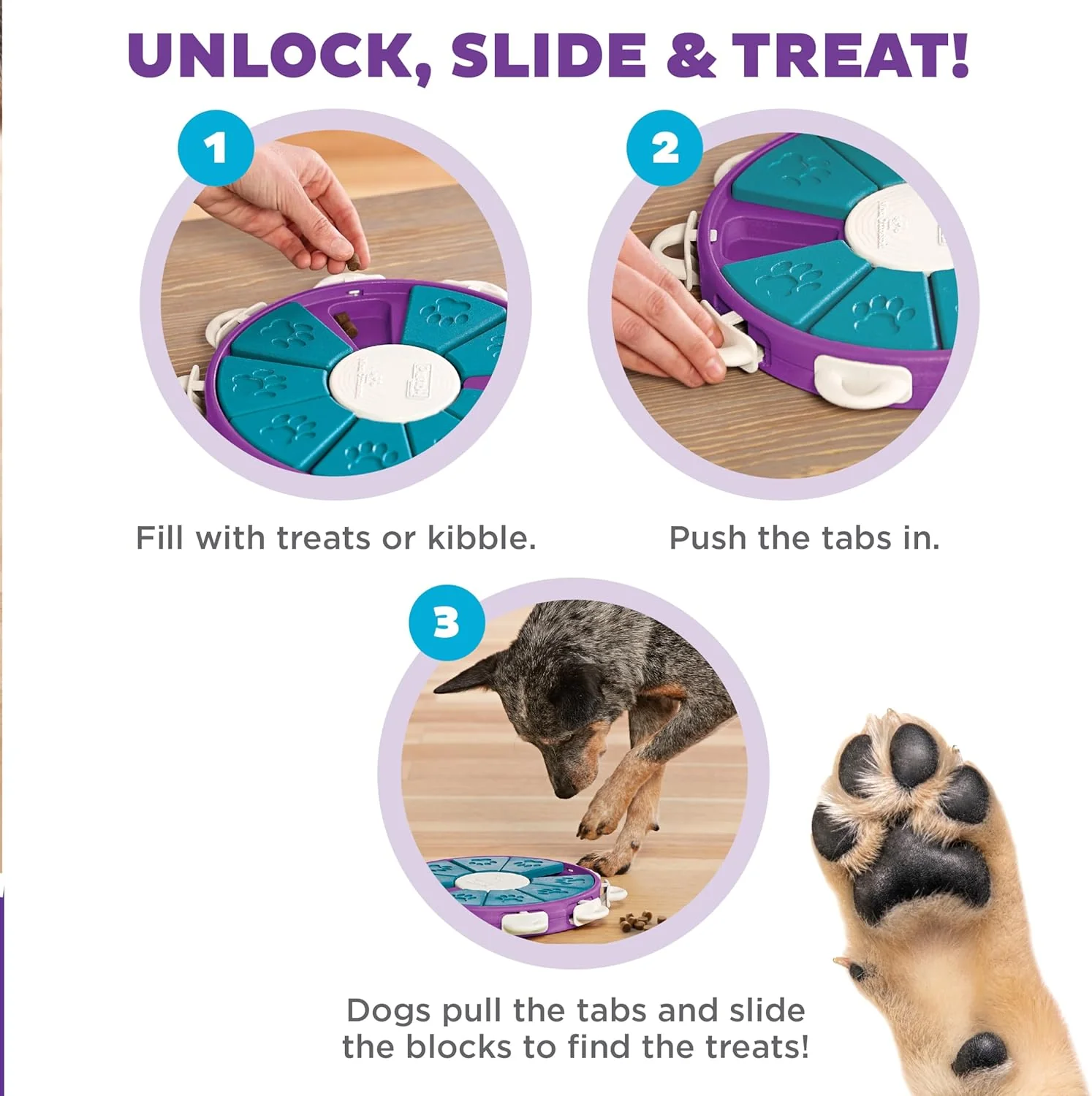 Nina Ottosson Dog Twister Treat Puzzle Enrichment Toy, Level 3 Advanced, Purple - Image 3