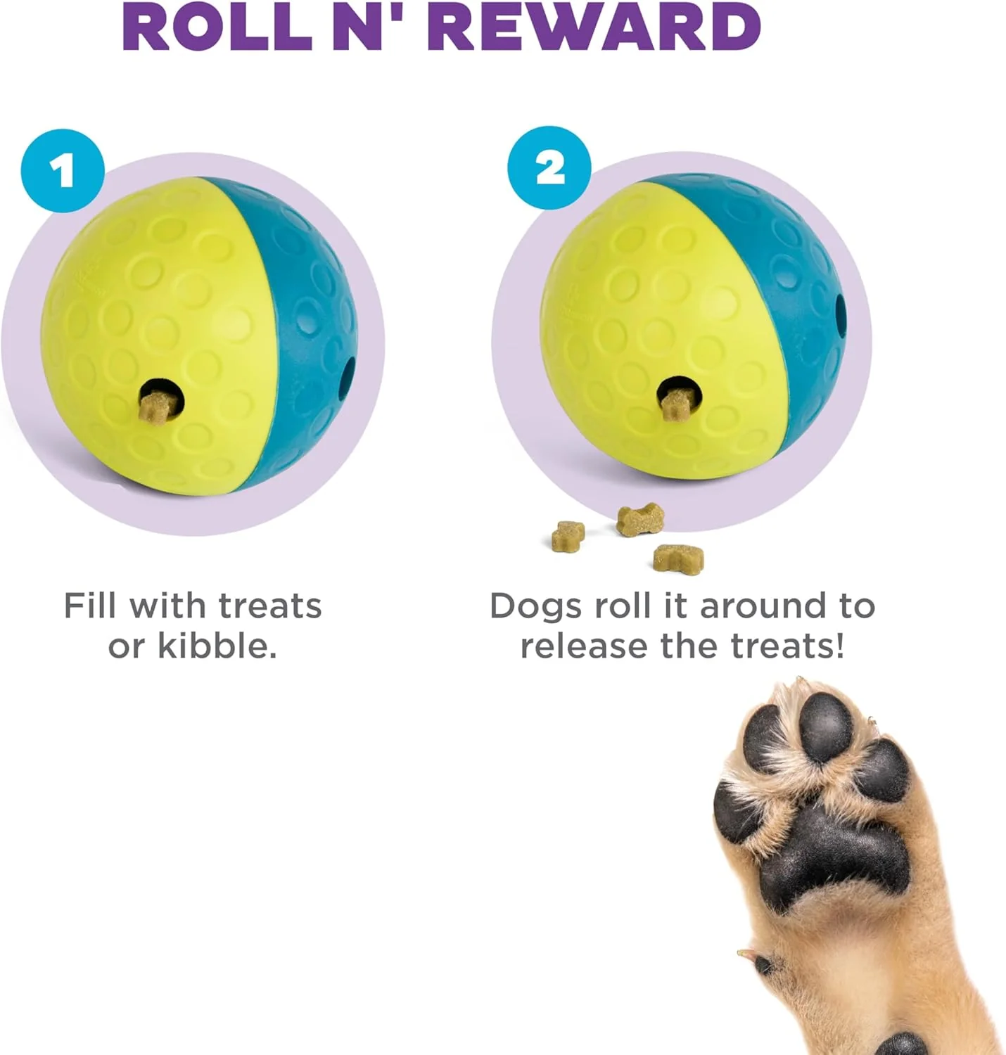 Nina Ottosson Treat Tumble Interactive Puzzle Ball Dog Toy, Level 1 Beginner, Blue, Small - Image 3