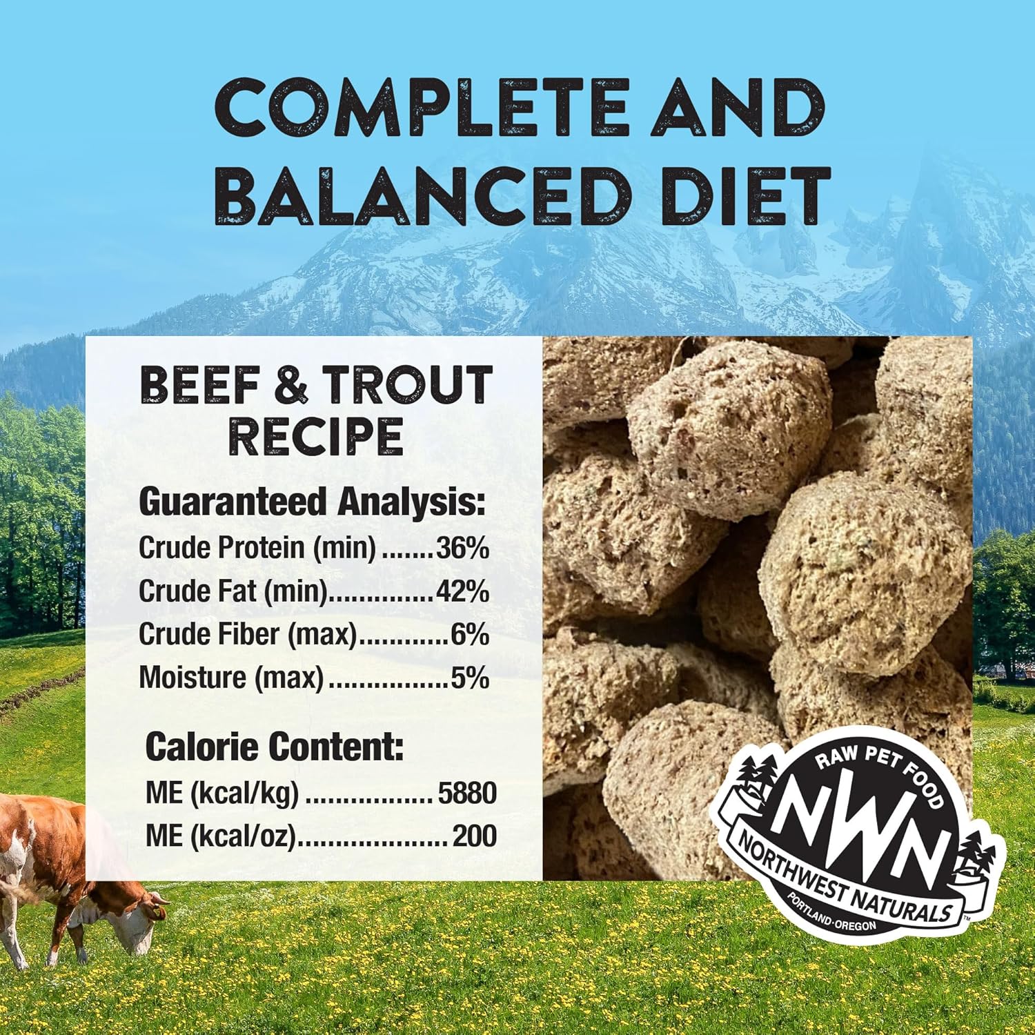 Northwest Naturals Freeze-Dried Beef & Trout Dog Food - Bite-Sized Nuggets - Grain-Free, High-Protein, Raw Diet, Human-Grade Ingredients, All Natural, Omega-3 for Skin & Coat, Made in USA, 25 Oz - Image 3