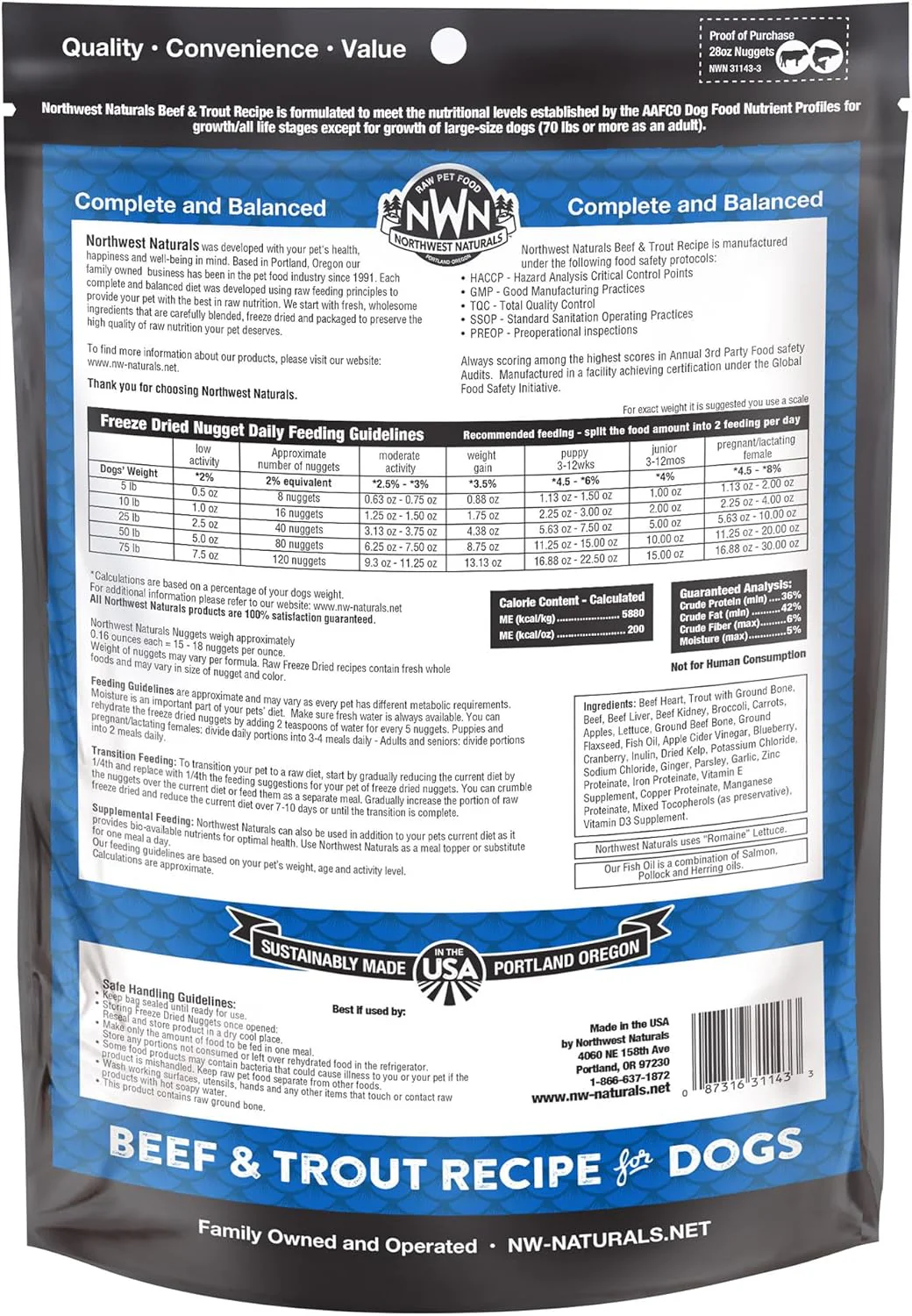 Northwest Naturals Freeze-Dried Beef & Trout Dog Food - Bite-Sized Nuggets - Grain-Free, High-Protein, Raw Diet, Human-Grade Ingredients, All Natural, Omega-3 for Skin & Coat, Made in USA, 25 Oz - Image 7