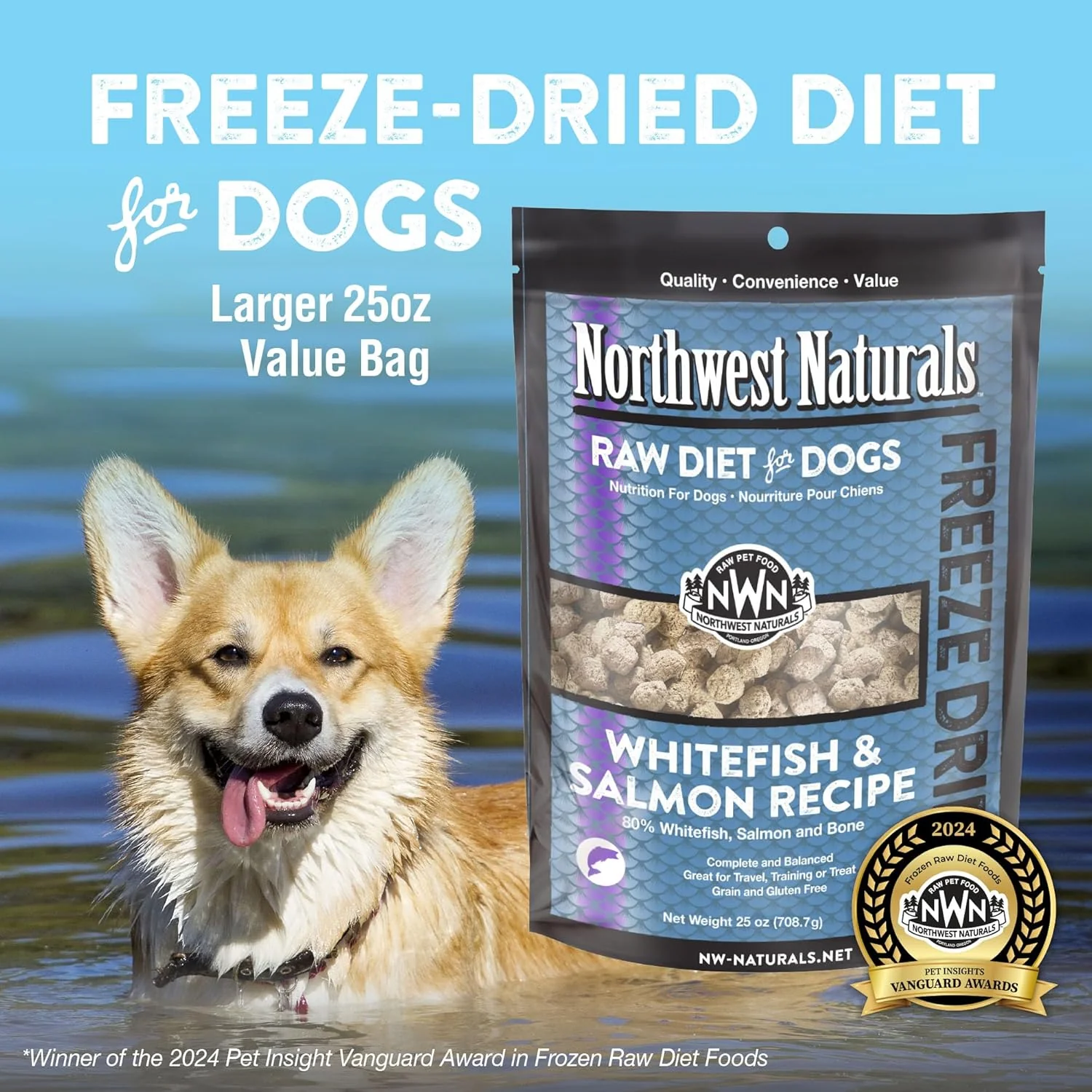 Northwest Naturals Freeze-Dried Whitefish & Salmon Dog Food - Bite-Sized Nuggets - Grain-Free, High-Protein, Raw Diet, Human-Grade Ingredients, All Natural, Omega-3 for Skin & Coat, Made in USA, 25 Oz - Image 2