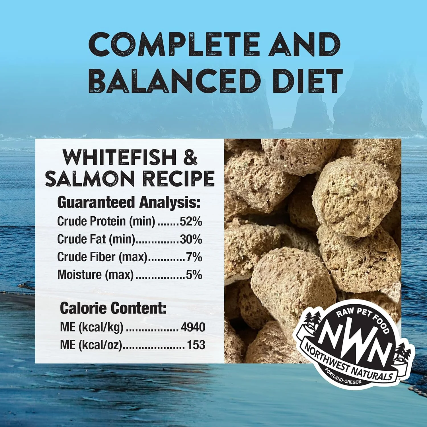 Northwest Naturals Freeze-Dried Whitefish & Salmon Dog Food - Bite-Sized Nuggets - Grain-Free, High-Protein, Raw Diet, Human-Grade Ingredients, All Natural, Omega-3 for Skin & Coat, Made in USA, 25 Oz - Image 3