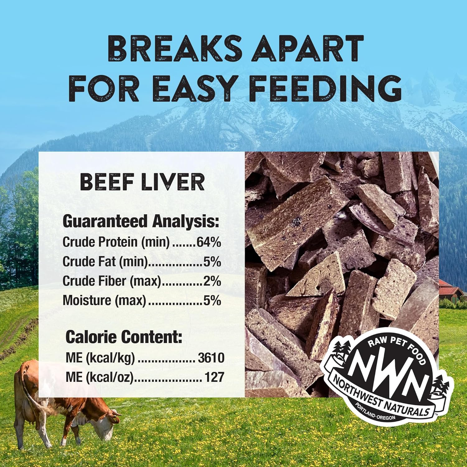 Northwest Naturals Raw Rewards Freeze-Dried Beef Liver Treats for Dogs and Cats - Bite-Sized Pieces - Healthy, 1 Ingredient, Human Grade Pet Food, All Natural, Proudly Made in USA, 3 Oz - Image 3