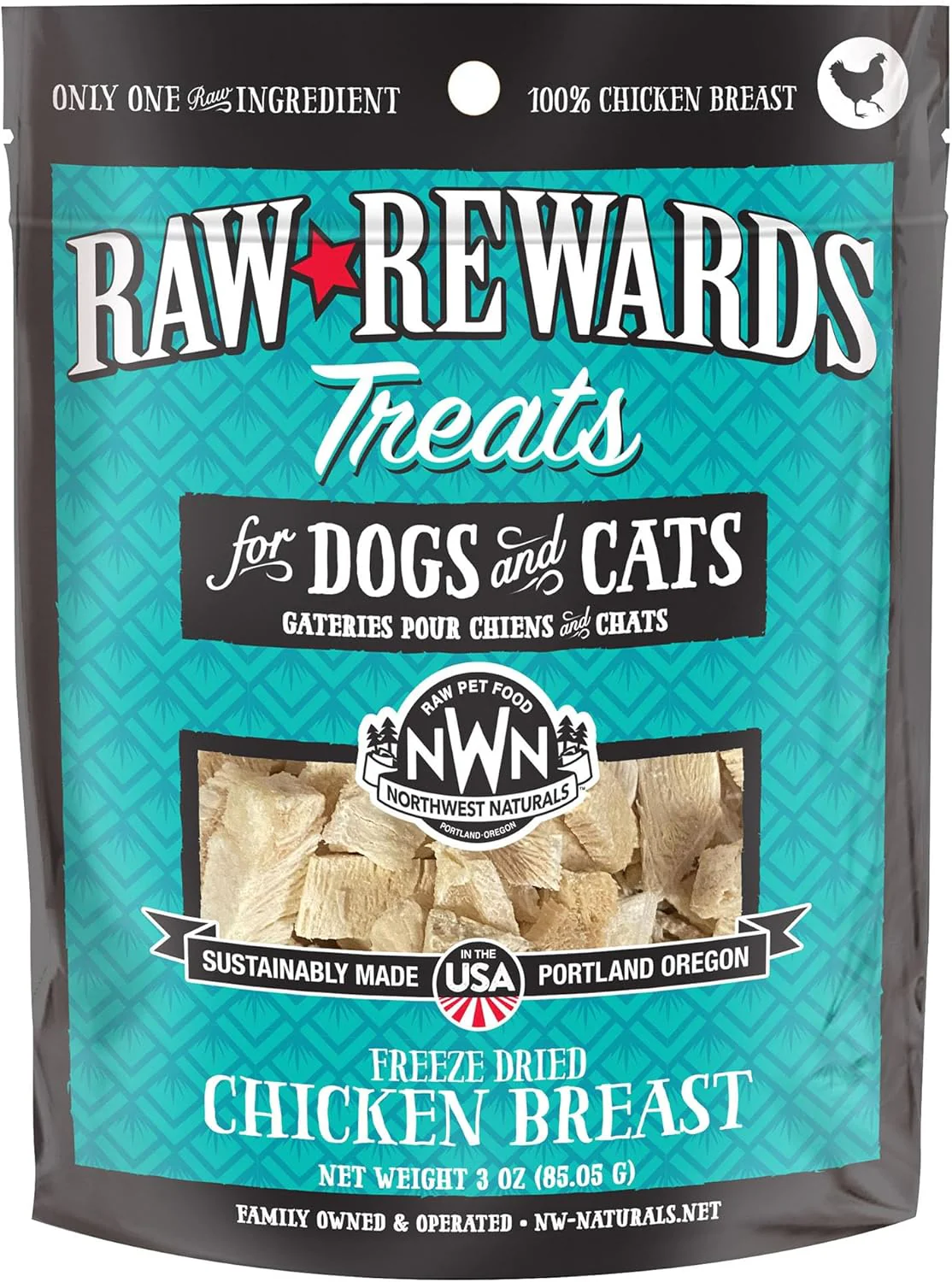 Northwest Naturals Raw Rewards Freeze-Dried Chicken Breast Treats for Dogs and Cats - Bite-Sized Pieces - Healthy, 1 Ingredient, Human Grade Pet Food, All Natural, Proudly Made in USA - Image 8