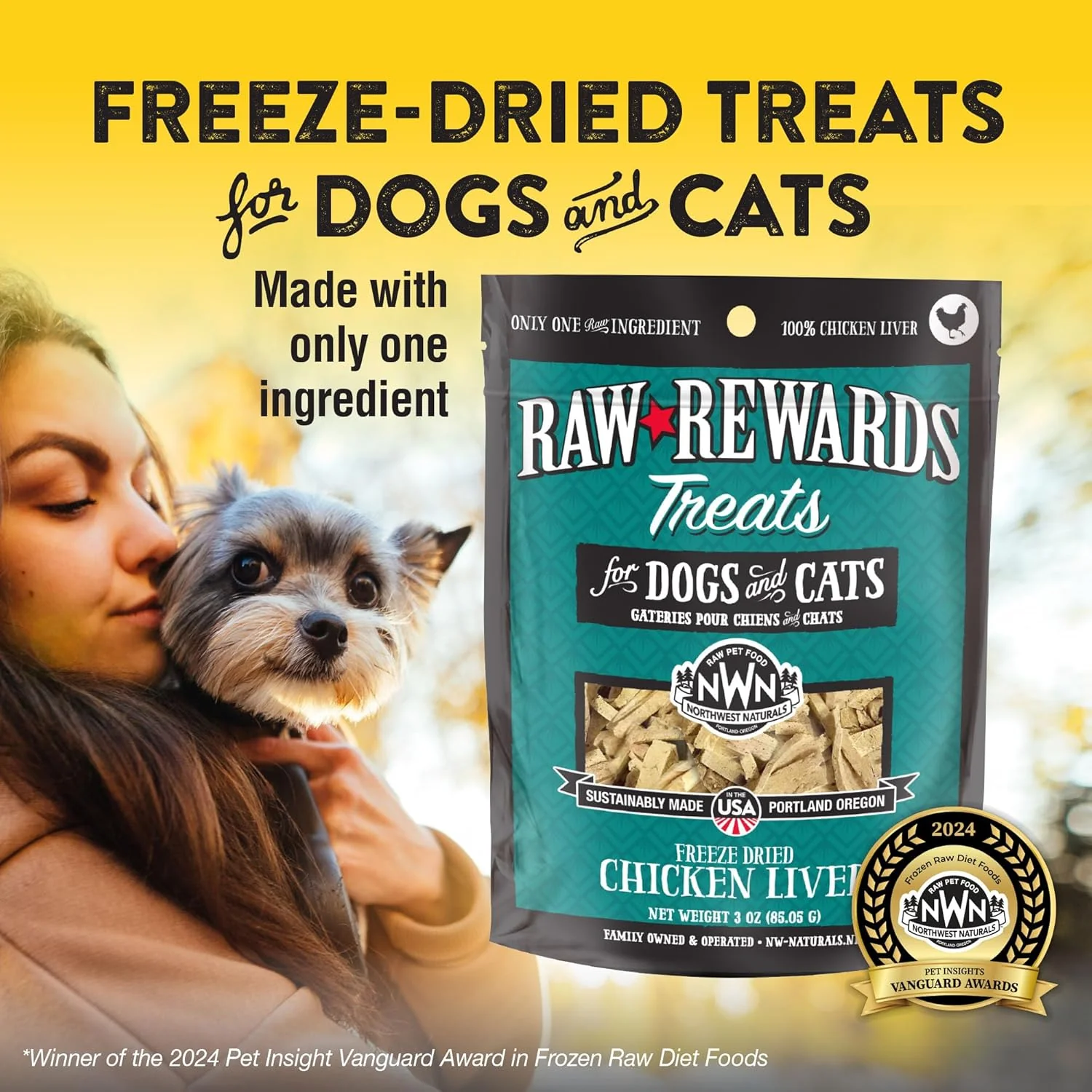 Northwest Naturals Raw Rewards Freeze-Dried Chicken Liver Treats for Dogs and Cats - Bite-Sized Pieces - Healthy, 1 Ingredient, Human Grade Pet Food, All Natural, Proudly Made in USA, 3 Oz (Pack of 1) - Image 2