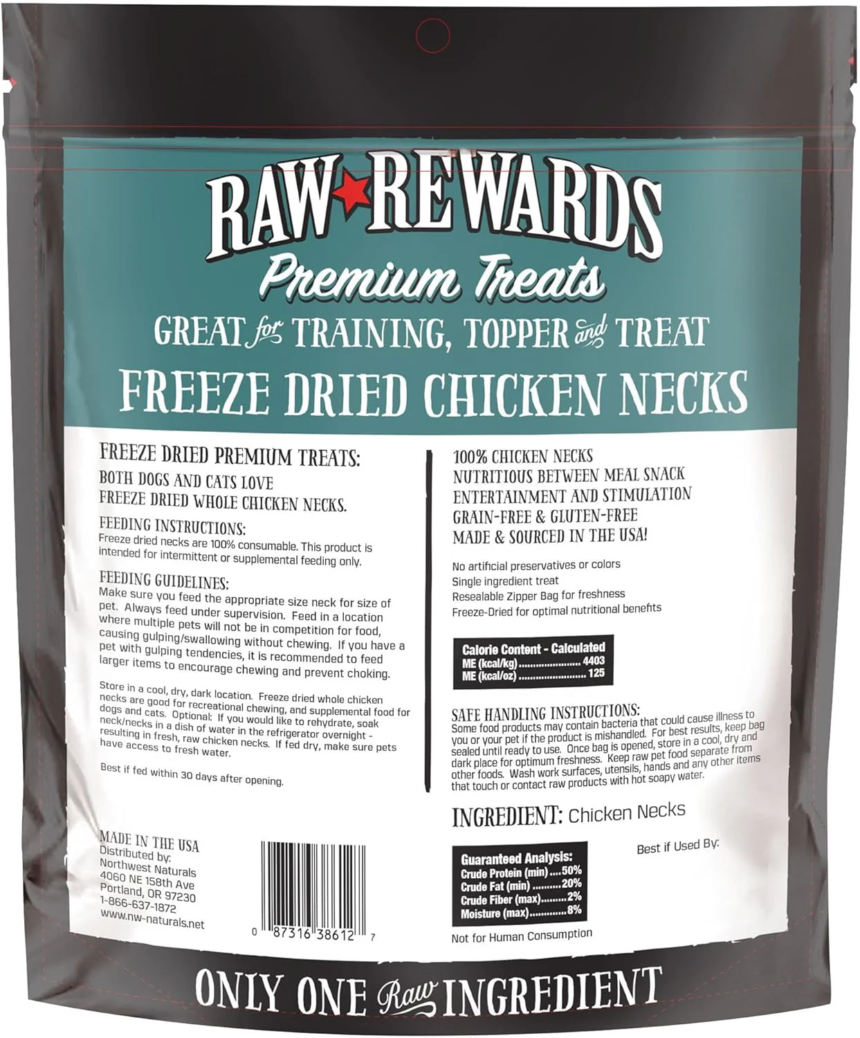 Northwest Naturals Raw Rewards Freeze-Dried Chicken Neck Treats for Dogs and Cats - Whole Neck - Healthy, 1 Ingredient, Human Grade Ingredients, All Natural, Proudly Made in USA, 4 Oz - Image 7