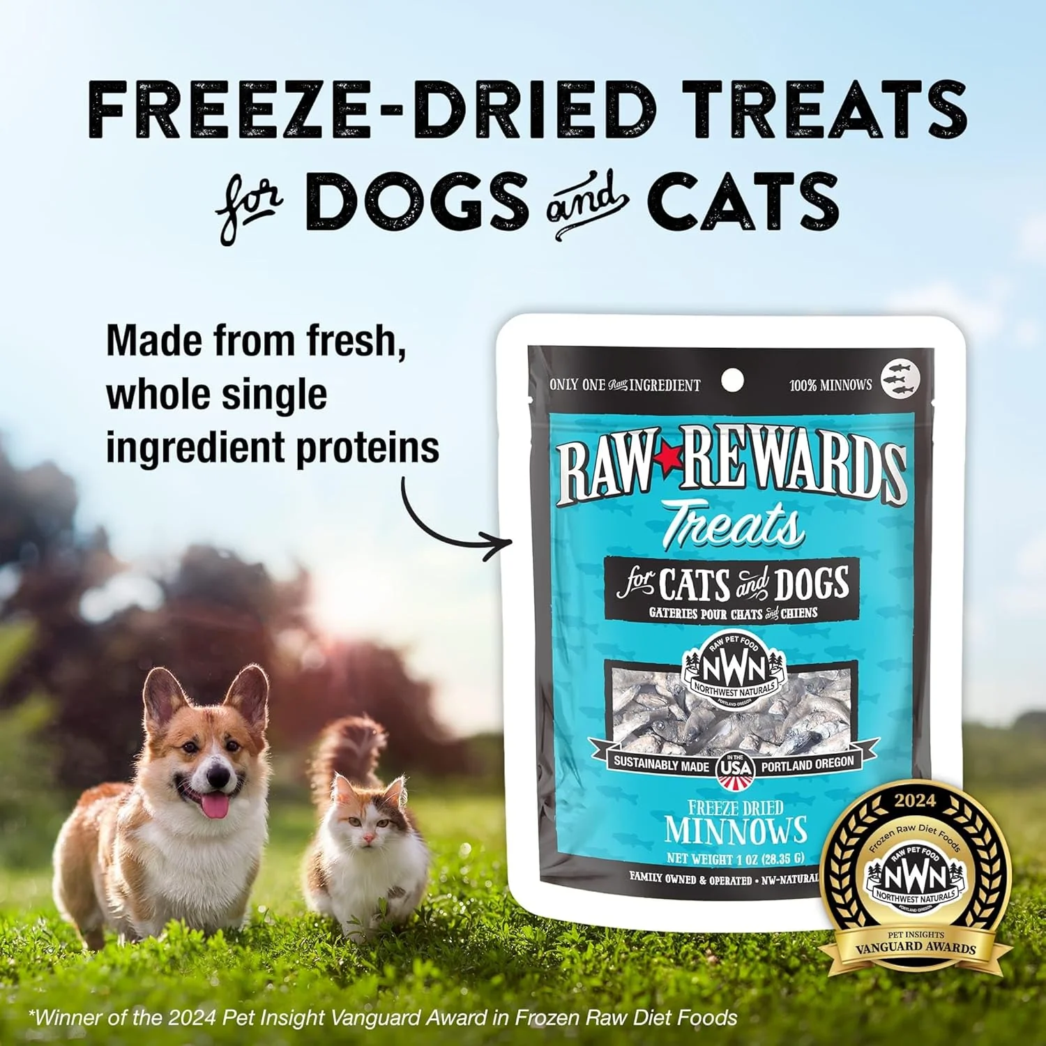 Northwest Naturals Raw Rewards Freeze-Dried Minnow Treats for Dogs and Cats - Bite Sized Pieces - Grain Free - 1 Ingredient - Healthy - Human Grade - All Natural - USA Made - 1 Oz - Image 2