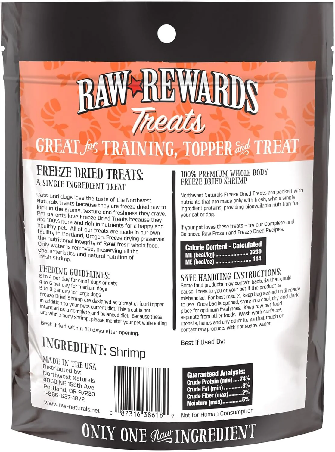 Northwest Naturals Raw Rewards Freeze-Dried Shrimp Treats for Dogs and Cats - Bite-Sized Pieces - Healthy, 1 Ingredient, Human Grade Pet Food, All Natural, Proudly Made in USA, 1 Oz - Image 7