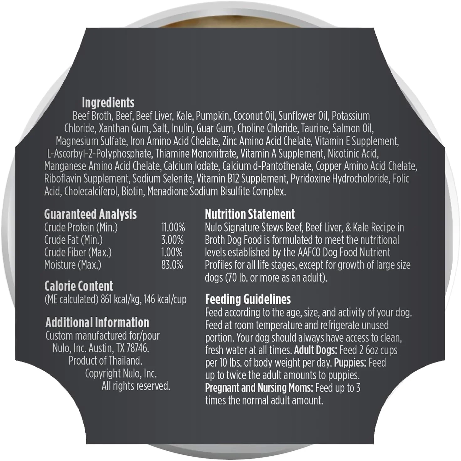 Nulo Dog Signature Stew Beef, Beef Liver, & Kale in Broth, 16 x 6 oz Cup - Image 3