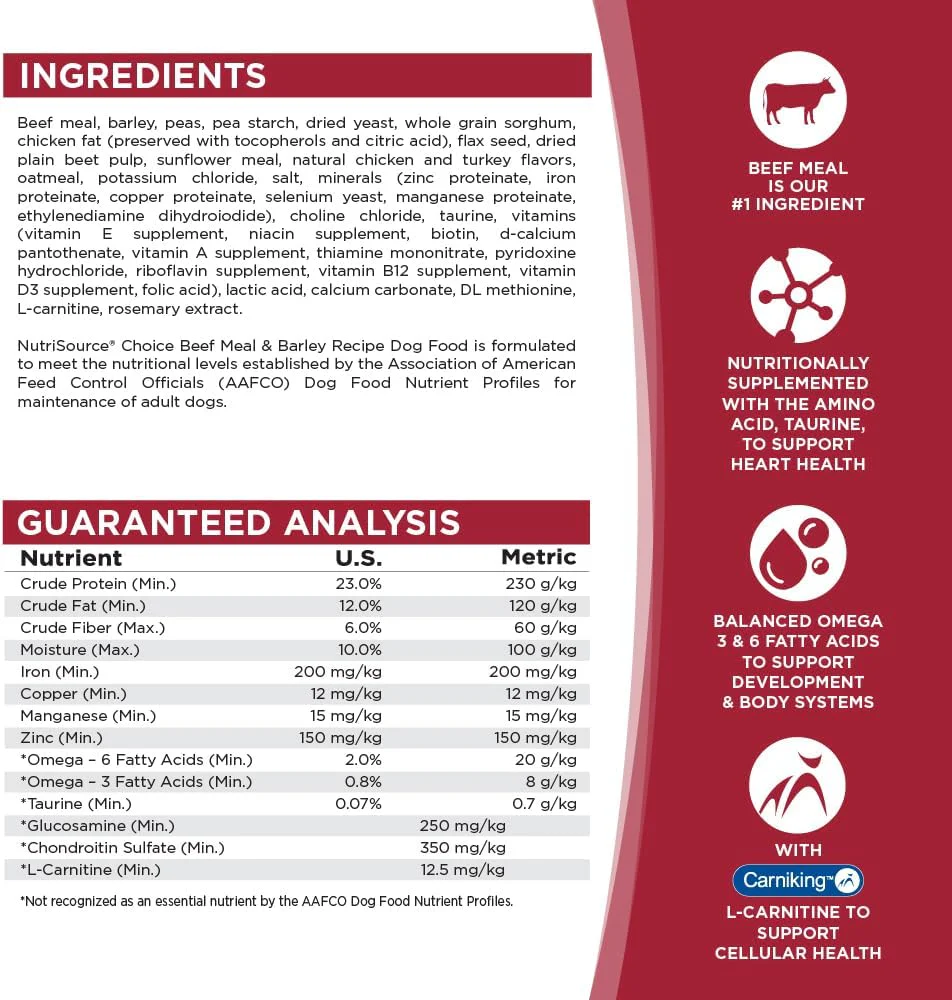 NutriSource Choice Dry Dog Food, Beef Meal & Barley Recipe - Image 6