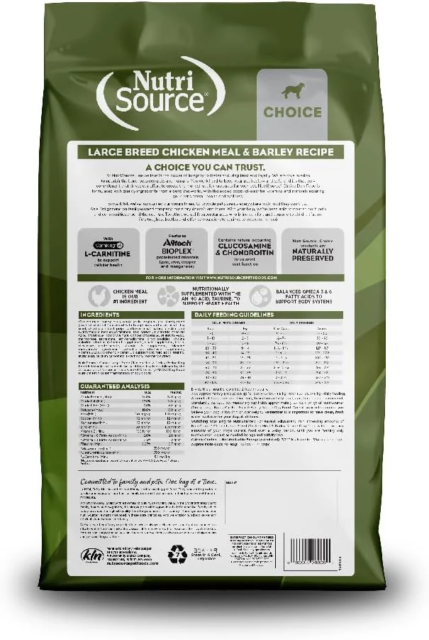 NutriSource Choice Dry Dog Food, Large Breed Chicken Meal & Barley Recipe, 40LB - Image 2