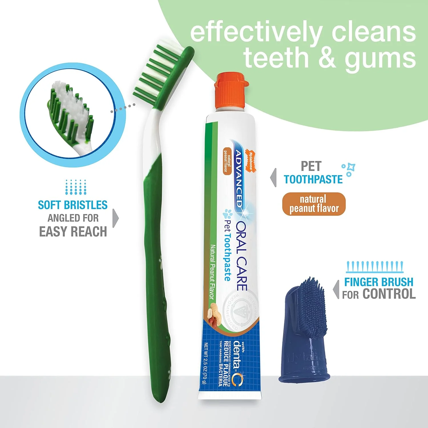 Nylabone Advanced Oral Care Natural Dog Dental Kit Peanut Flavor - Image 2