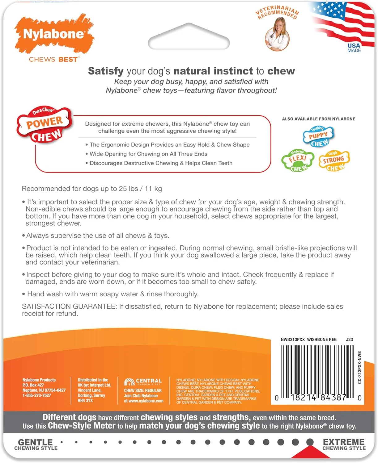 Nylabone Ergonomic Hold Wishbone Power Chew Toy for Dogs, Dog Toys for Aggressive Chewers, Bison Flavor - Image 6