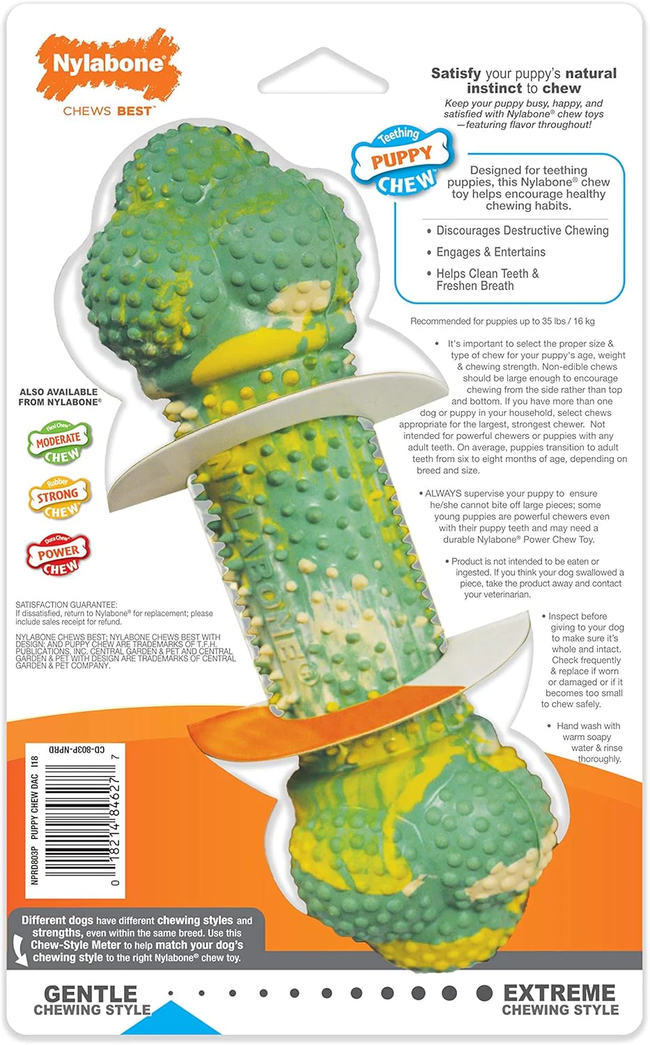 Nylabone Flavor Frenzy Barbell Puppy Chew Toy, Rubber Toys for Teething Puppies, Peanut Butter & Banana Flavor - Image 7