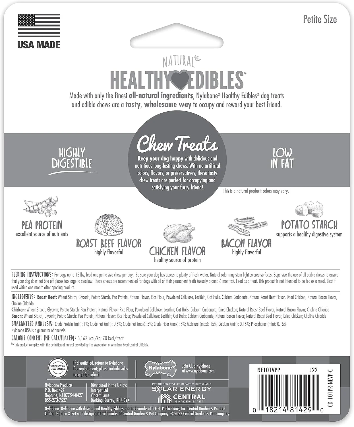 Nylabone Healthy Edibles Natural Dog Chews Long Lasting Chew Treats for Dogs, Roast Beef & Chicken - Image 7