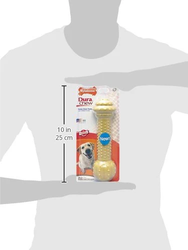 Nylabone Power Chew Extreme Chewing Dura Chew Barbell Dog Chew Toy, Peanut Butter, Large/Extra Large - Image 3