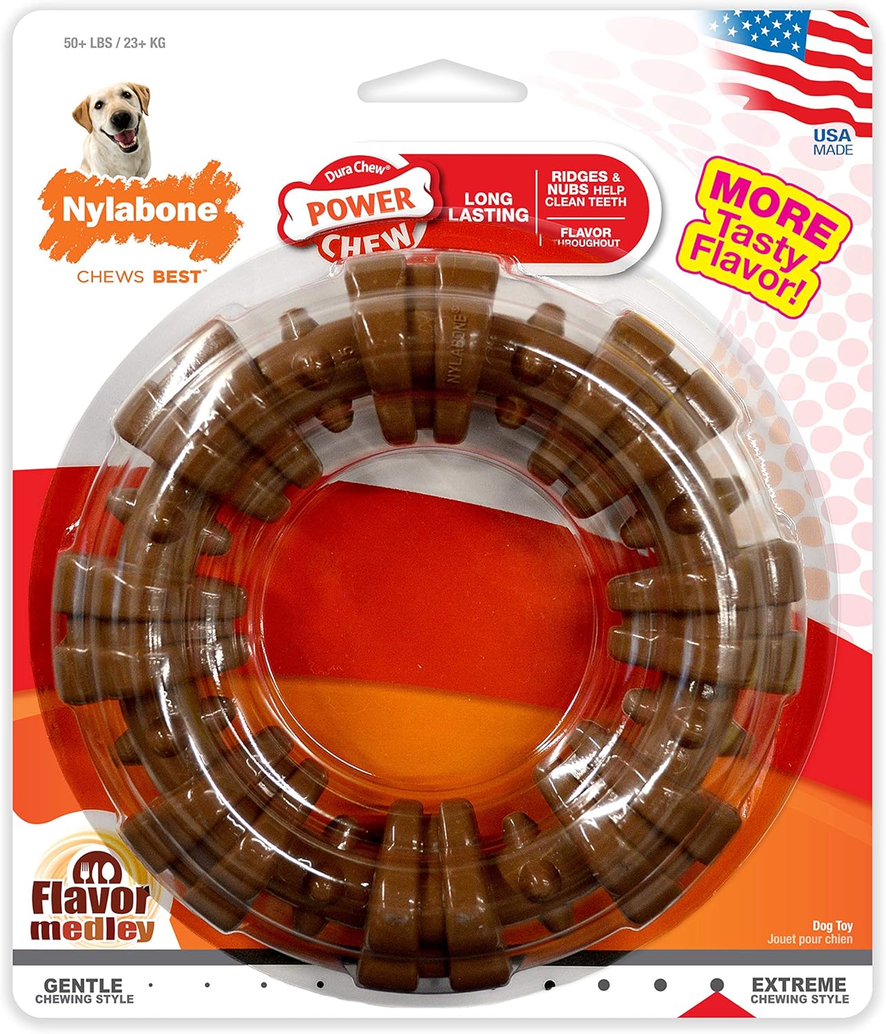 Nylabone Power Chew Textured Dog Chew Ring Toy, Dog Toys for Aggressive Chewers, Flavor Medley, X-Large/Souper (1 Count) - Image 10