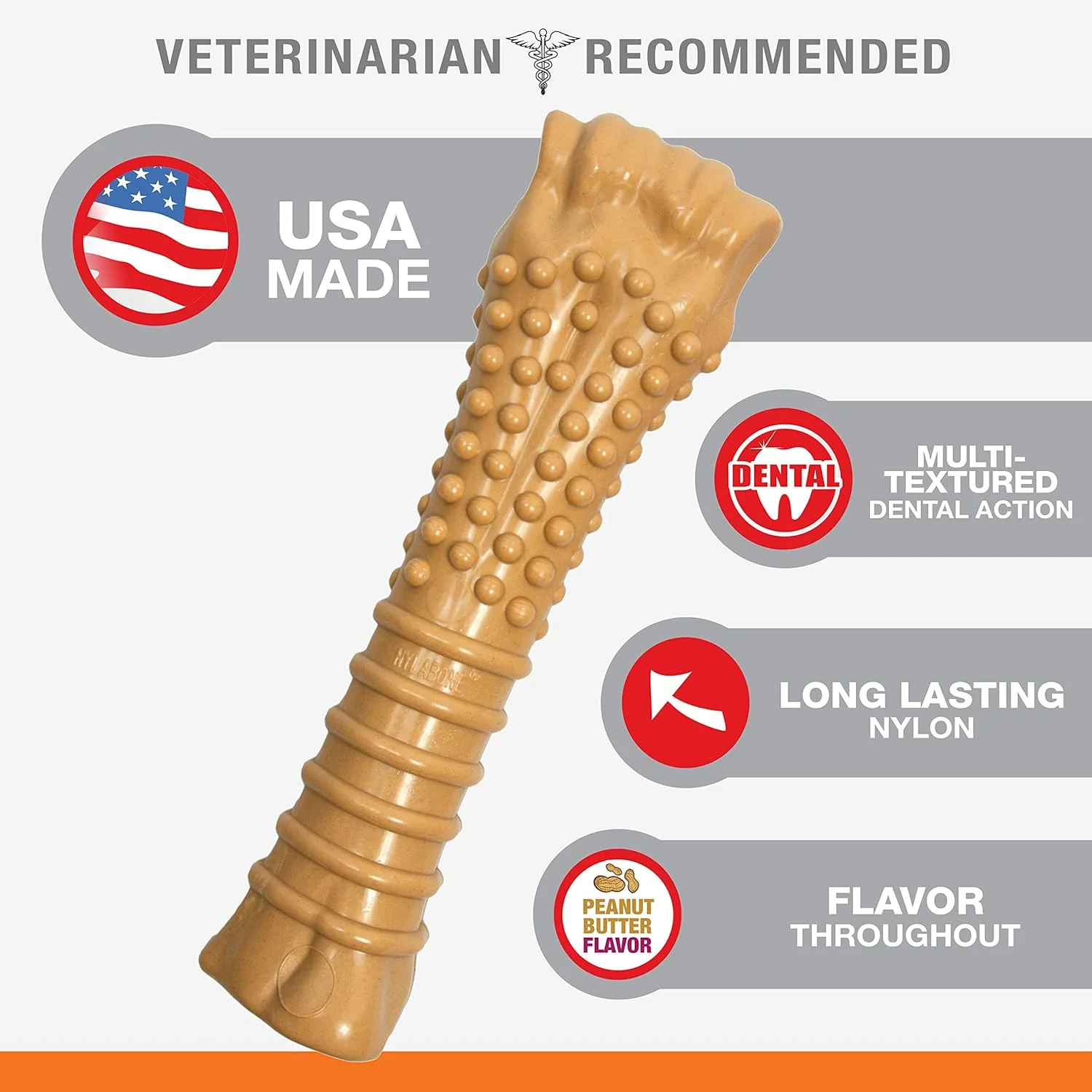 Nylabone Textured Knuckle Bone Power Chew Toy for Dogs, Durable & Tough Dog Toys for Aggressive Chewers, Peanut Butter Flavor, X-Large - Over 50 Ibs, 1 Count - Image 3
