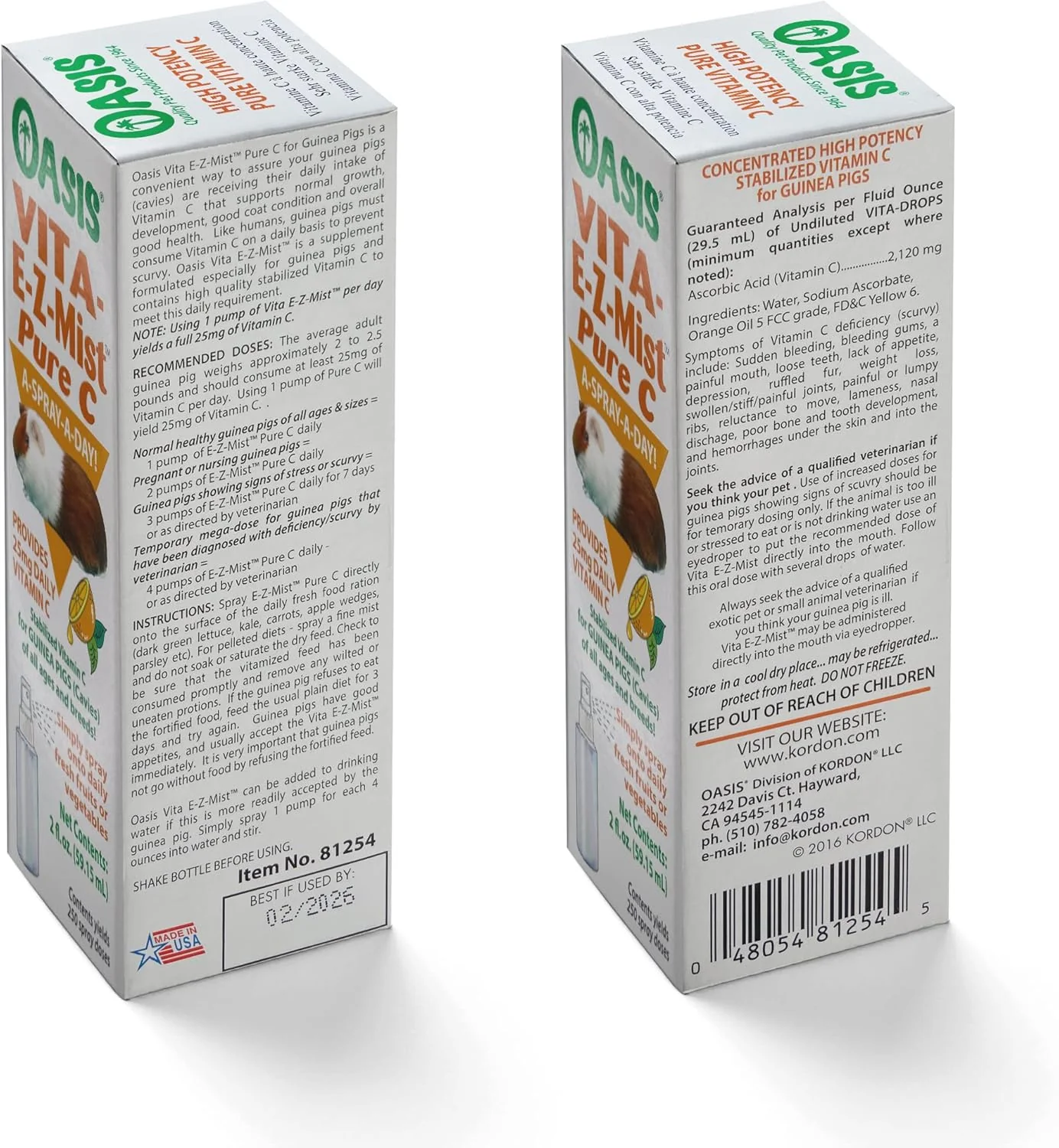 Oasis Guinea Pig Pure C Vita E-Z Mist Supplement, 2 oz - Image 3