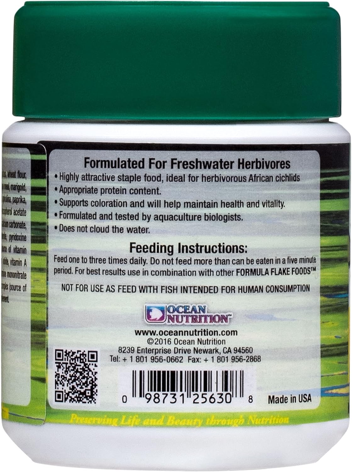 Ocean Nutrition Cichlid Vegi Formula Flake Fish Food - Natural Ingredient Fish Food Flakes for All Fish - Supports Health & Coloration, Does Not Cloud Water, Made in USA, 1.2 oz (34 g) - Image 3