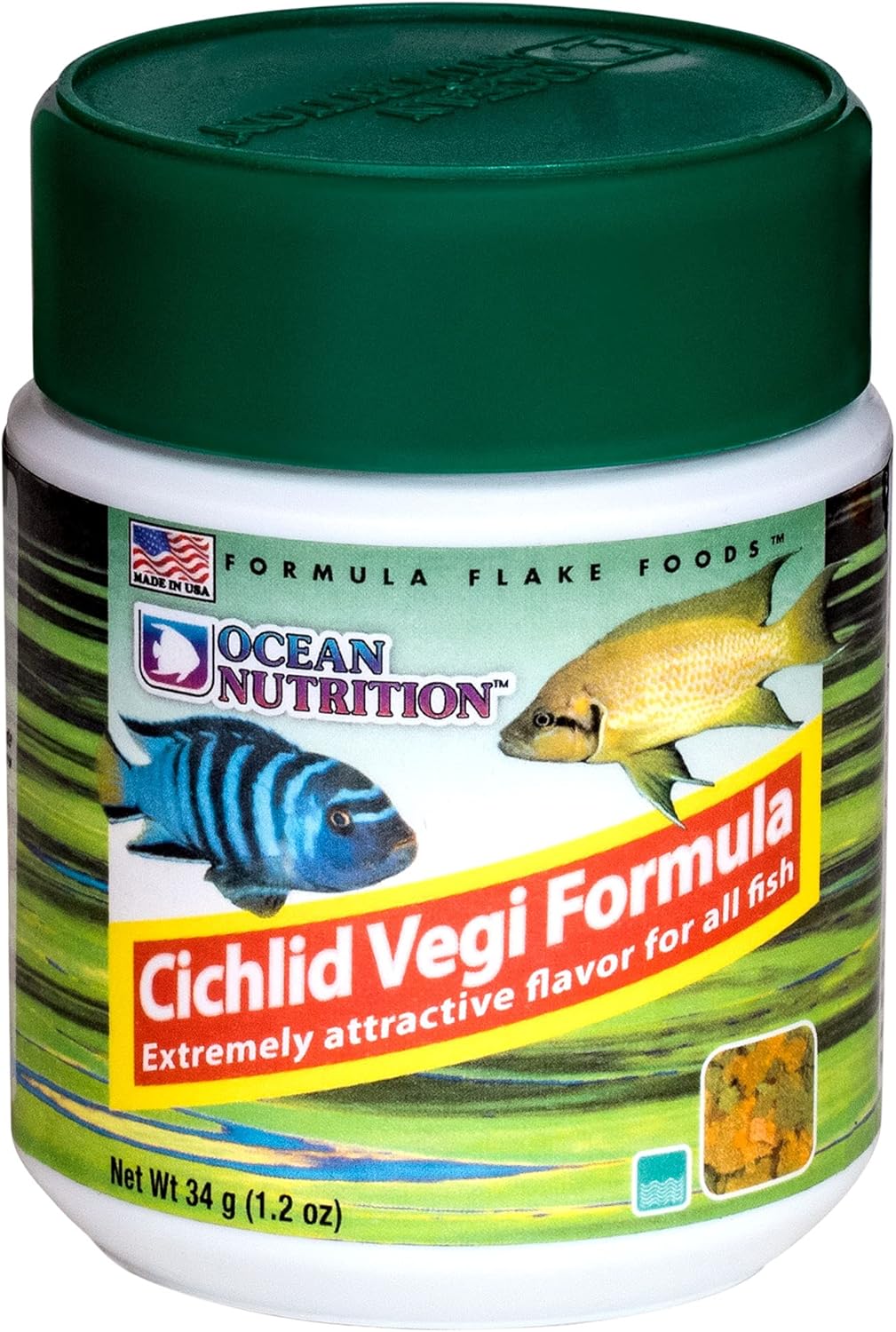 Ocean Nutrition Cichlid Vegi Formula Flake Fish Food - Natural Ingredient Fish Food Flakes for All Fish - Supports Health & Coloration, Does Not Cloud Water, Made in USA, 1.2 oz (34 g) - Image 4