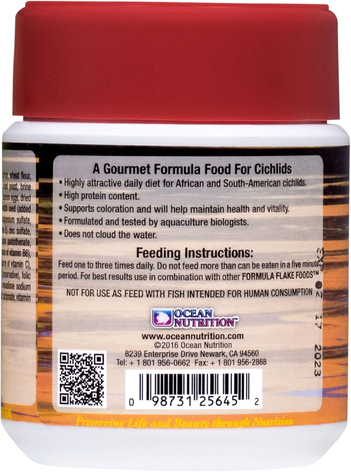 Ocean Nutrition Fish Food - Cichlid Fish Food, High Protein Fish Flakes, Tropical Fish Flakes, Ideal Cichlid Food for Angelfish, Kribensis, Ram Cichlids and More, Made in The USA, 1.2 oz (34 g) - Image 3