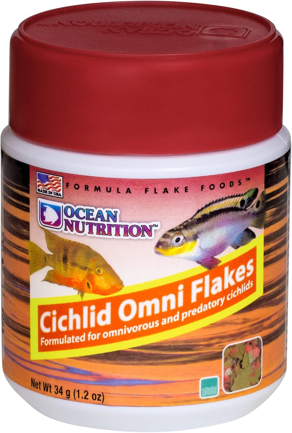 Ocean Nutrition Fish Food - Cichlid Fish Food, High Protein Fish Flakes, Tropical Fish Flakes, Ideal Cichlid Food for Angelfish, Kribensis, Ram Cichlids and More, Made in The USA, 1.2 oz (34 g) - Image 5