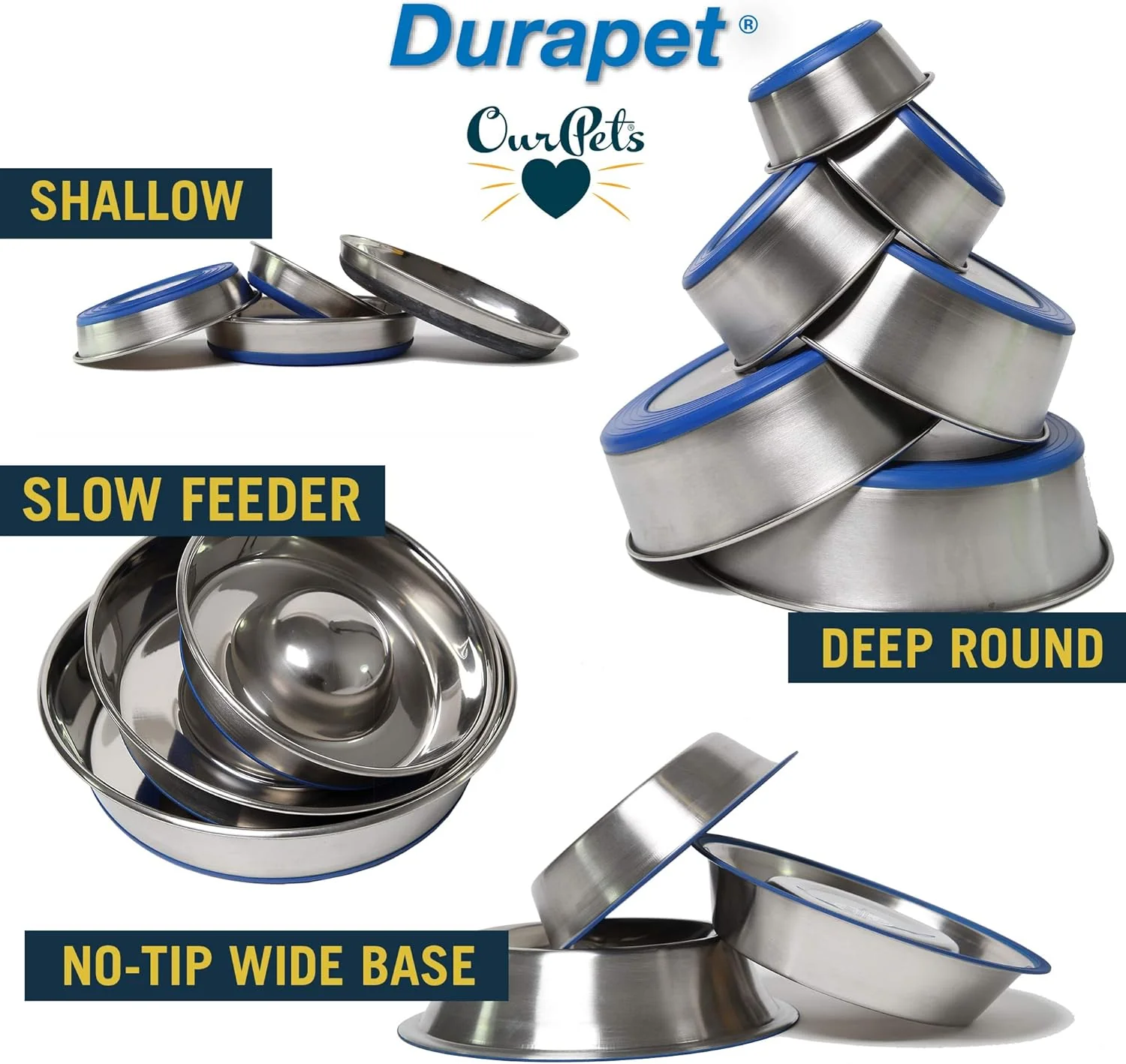 OurPet's DuraPet Premium Dishwasher Safe Stainless Steel Dog Bowl for Food or Water [Multiple Sizes for Small to Large Dogs] in Traditional or Wide Base Design - Image 8