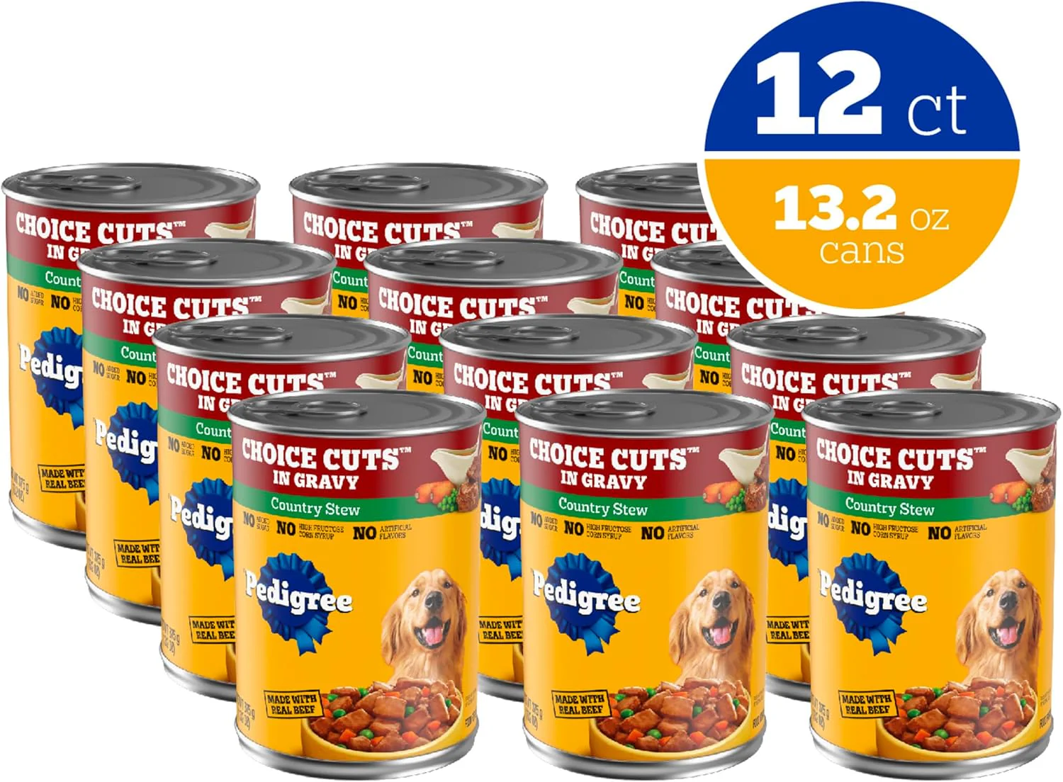 Pedigree Choice Cuts in Gravy Adult Canned Soft Wet Dog Food, Country Stew, 13.2 oz. Cans (12 Count, Pack of 1) - Image 2