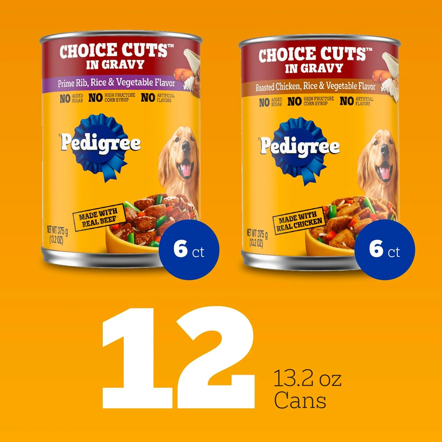 Pedigree Choice Cuts In Gravy Adult Canned Wet Dog Food Prime Rib Multipack, 13.2 oz. Cans (12 Count, Pack of 1) - Image 2