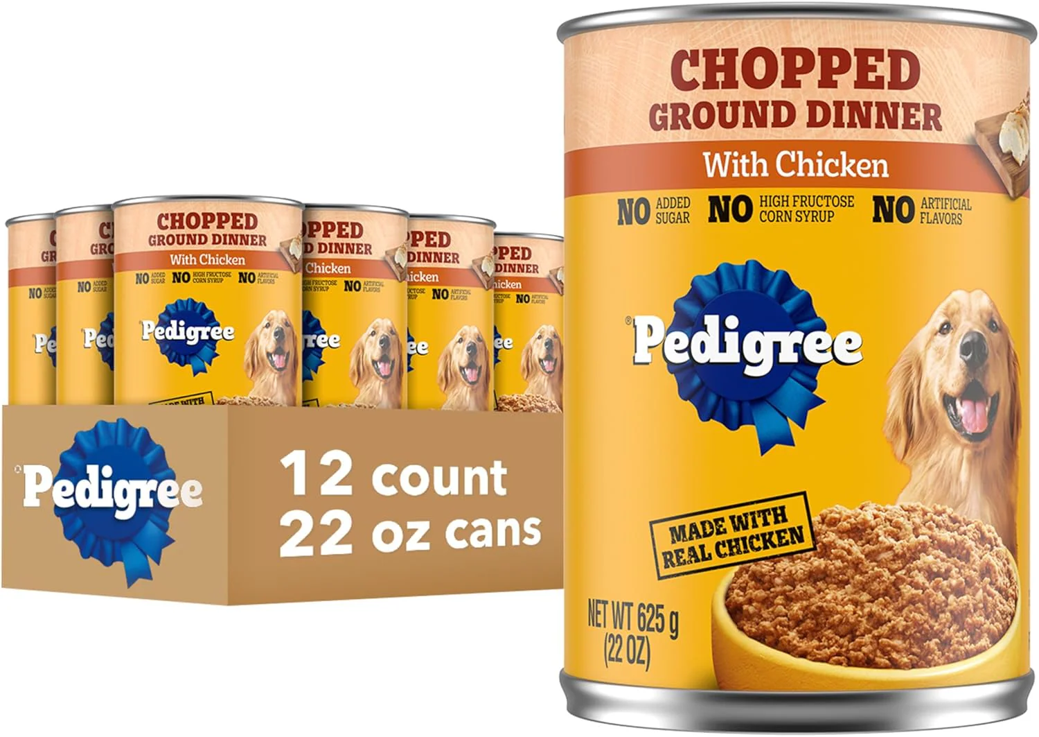 Pedigree Chopped Ground Dinner Adult Canned Soft Wet Dog Food Chicken Flavor, 22 oz. Cans  EA - Image 13