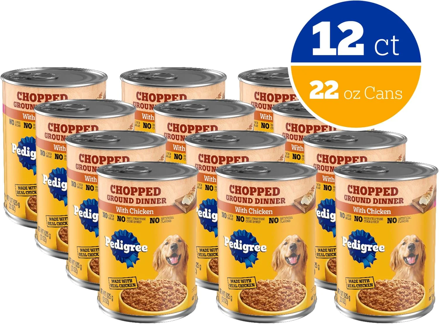 Pedigree Chopped Ground Dinner Adult Canned Soft Wet Dog Food Chicken Flavor, 22 oz. Cans  EA - Image 14