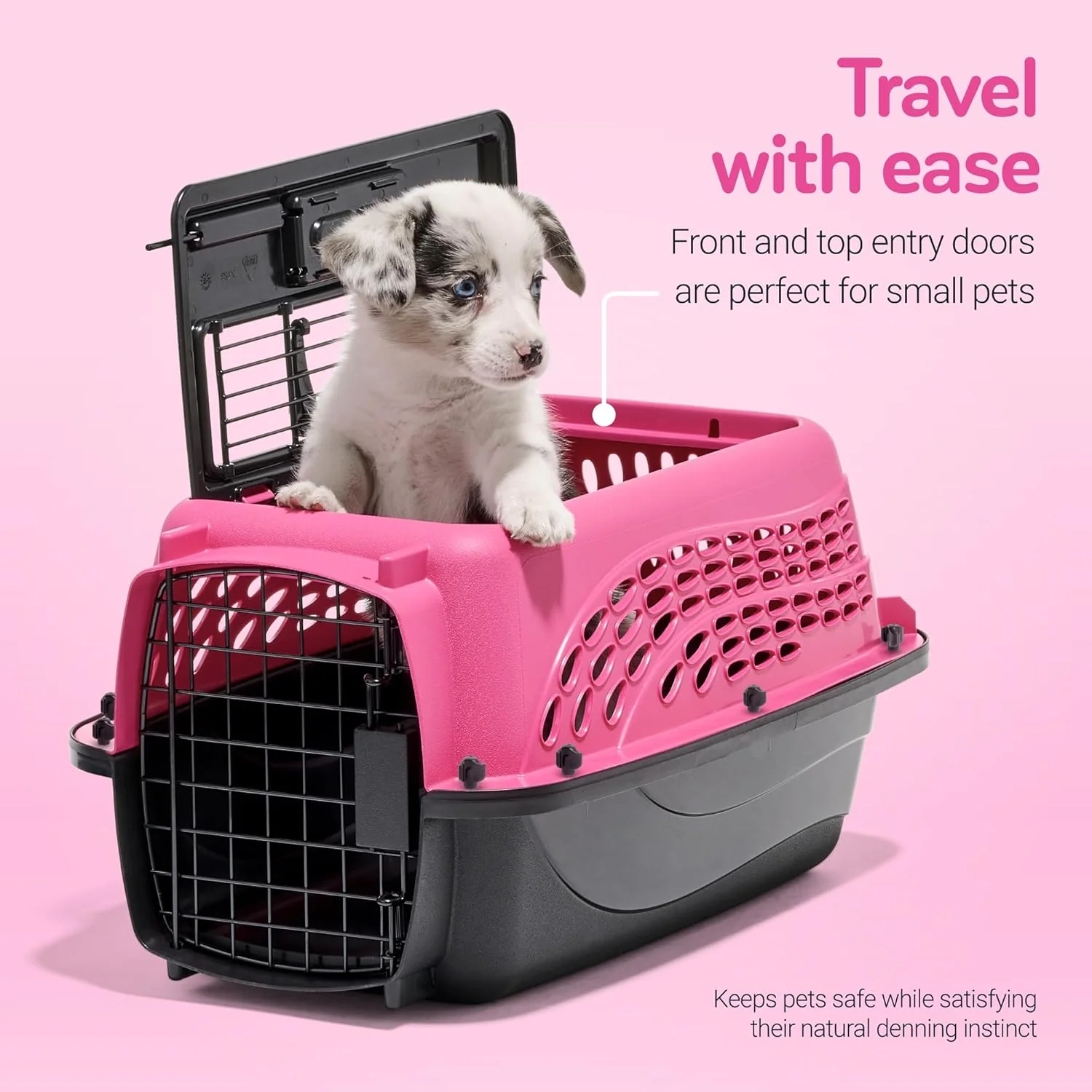 Petmate Dog Crates for Small Dogs & Cat Carriers, Two-Door Plastic Pet Kennel, Top & Front Loading, Made in USA - Image 3