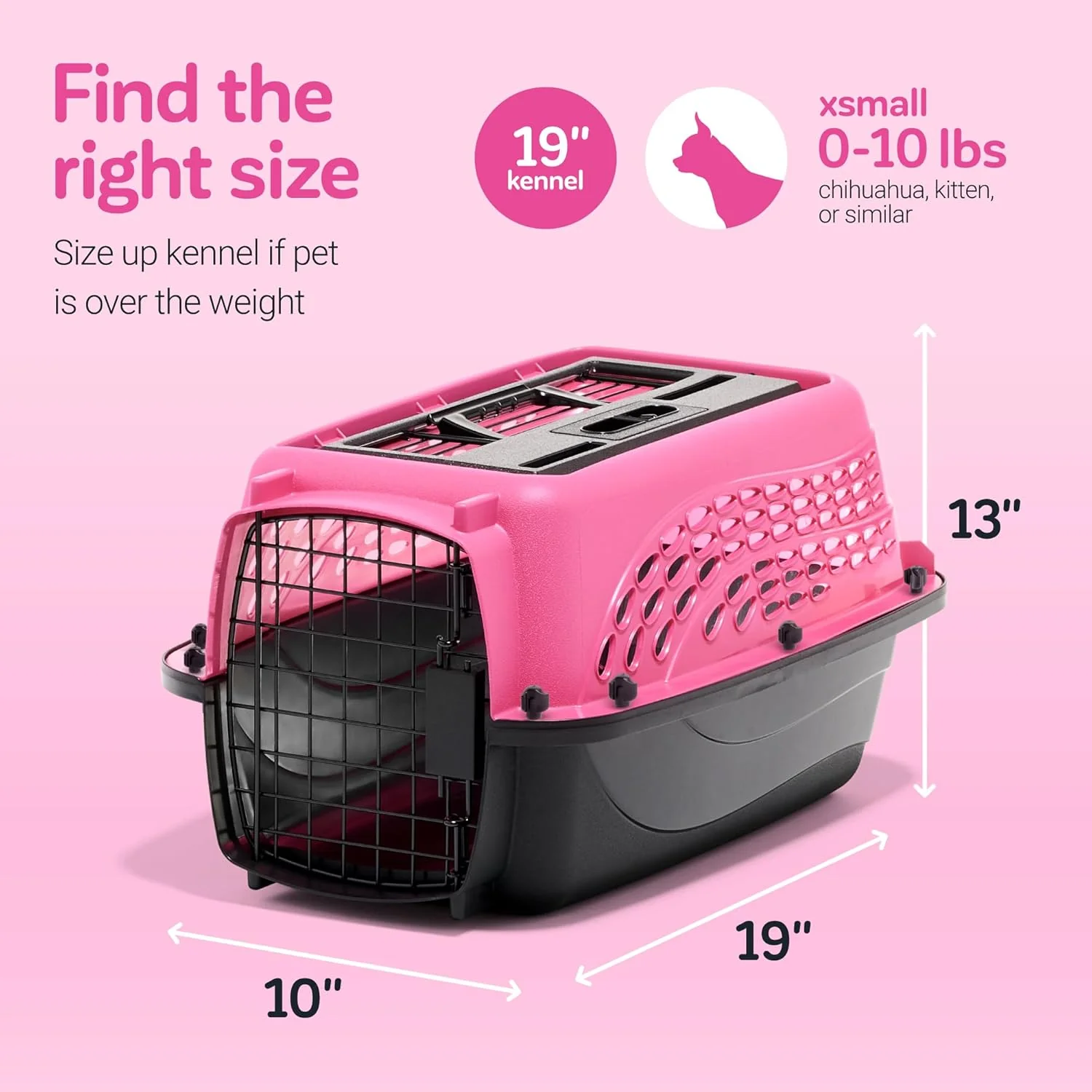 Petmate Dog Crates for Small Dogs & Cat Carriers, Two-Door Plastic Pet Kennel, Top & Front Loading, Made in USA - Image 4