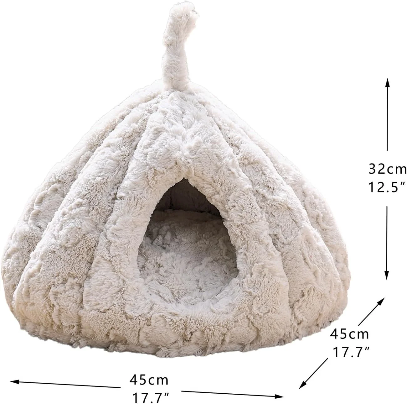 PetPals Cat Bed Made with a Soft Plush Material (Rose Hut) - Image 2