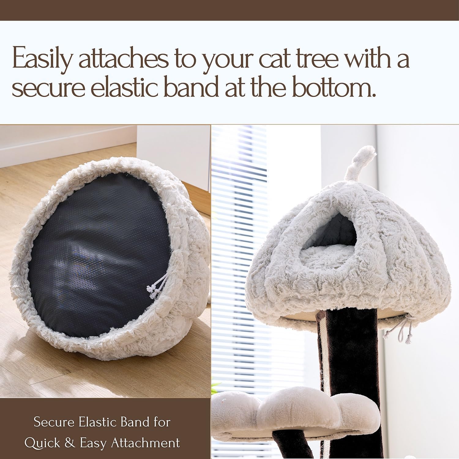 PetPals Cat Bed Made with a Soft Plush Material (Rose Hut) - Image 6