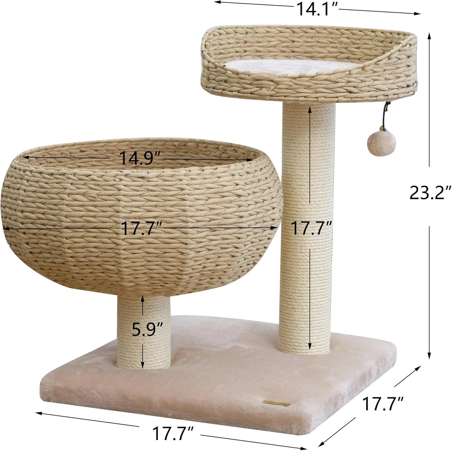 PetPals Paper Rope Natural Bowl Shaped with Perch Cat Tree - Image 3