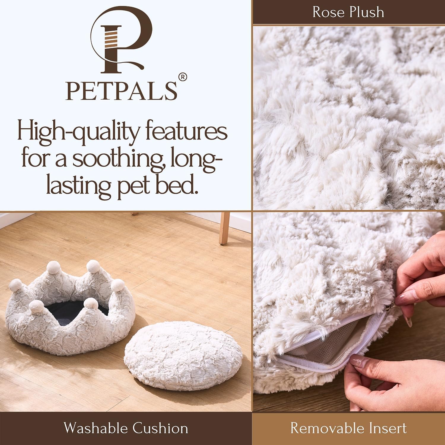 PetPals Rose Crown DIY Anxiety-Soothing Cat Bed Made with a Soft Plush Material - Image 4